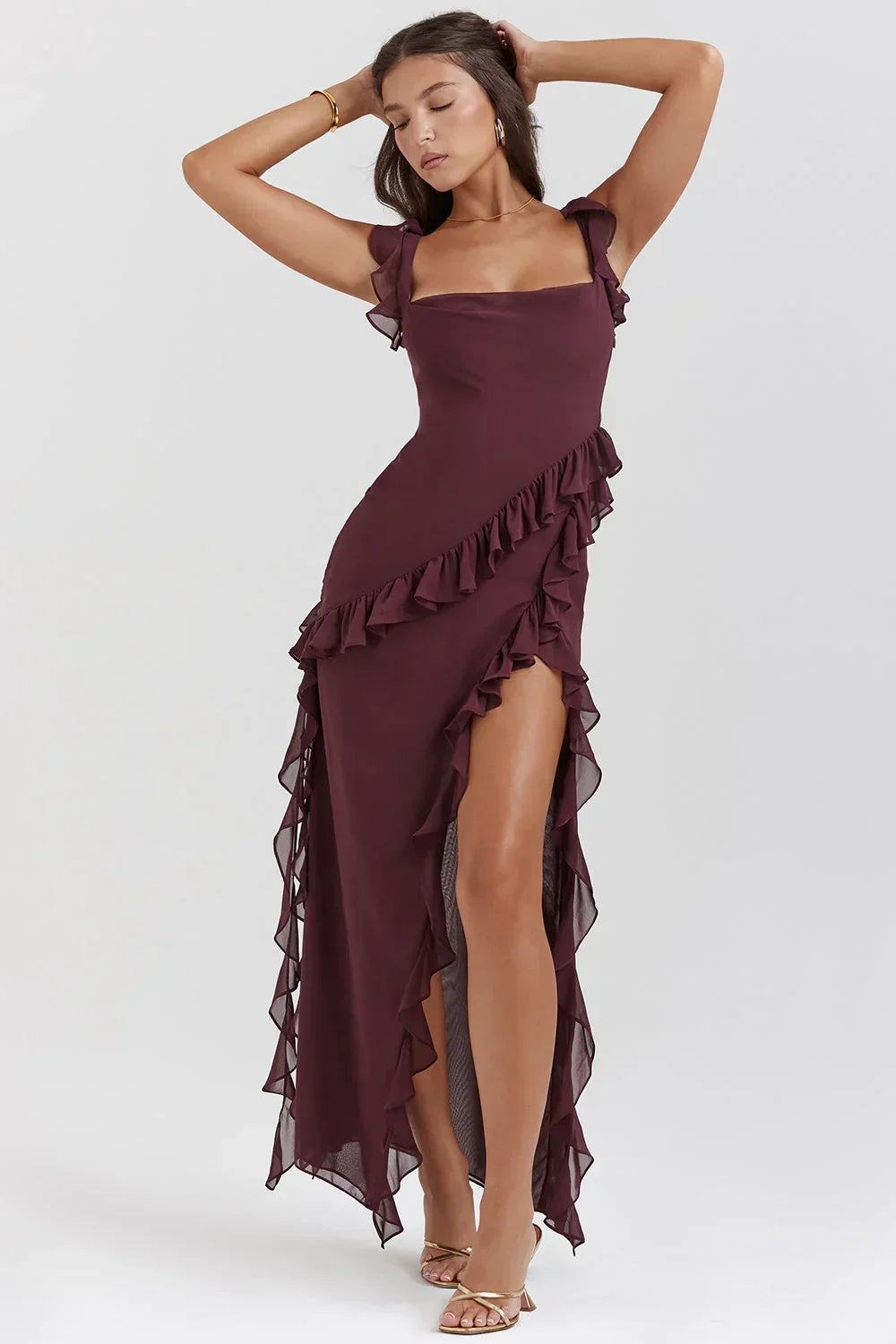 Ariela | Vestido Largo Con Volantes